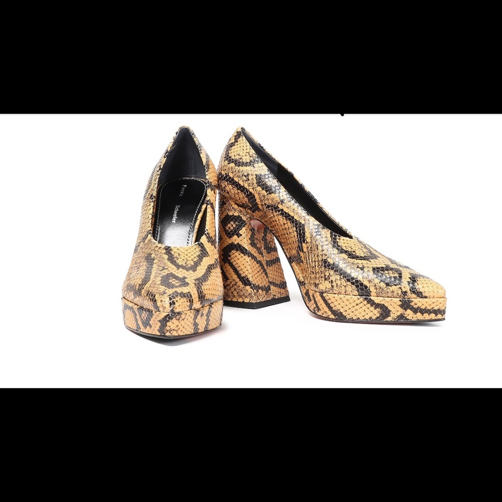 Snake Effect Leather Platform Pumps